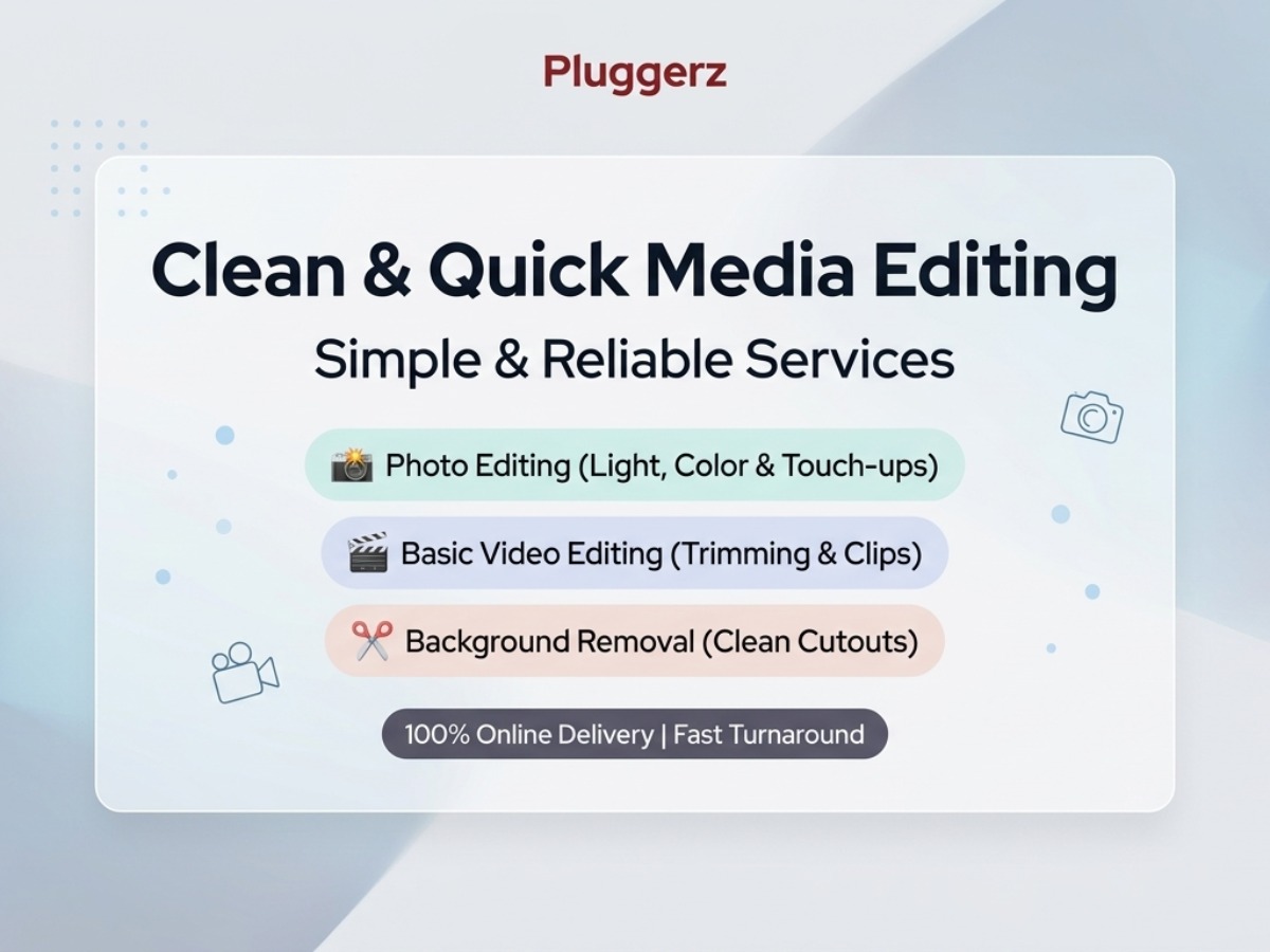 Photo Editing, Basic Video Editing & Background Removal Services